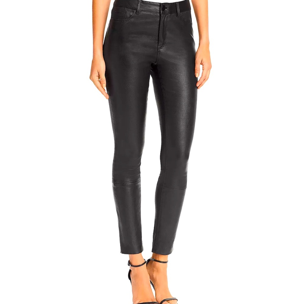 Theory Black Leather 5 pocket pants NWOT
